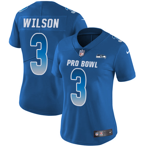 Nike Seahawks #3 Russell Wilson Royal Women's Stitched NFL Limited NFC 2018 Pro Bowl Jersey - Click Image to Close